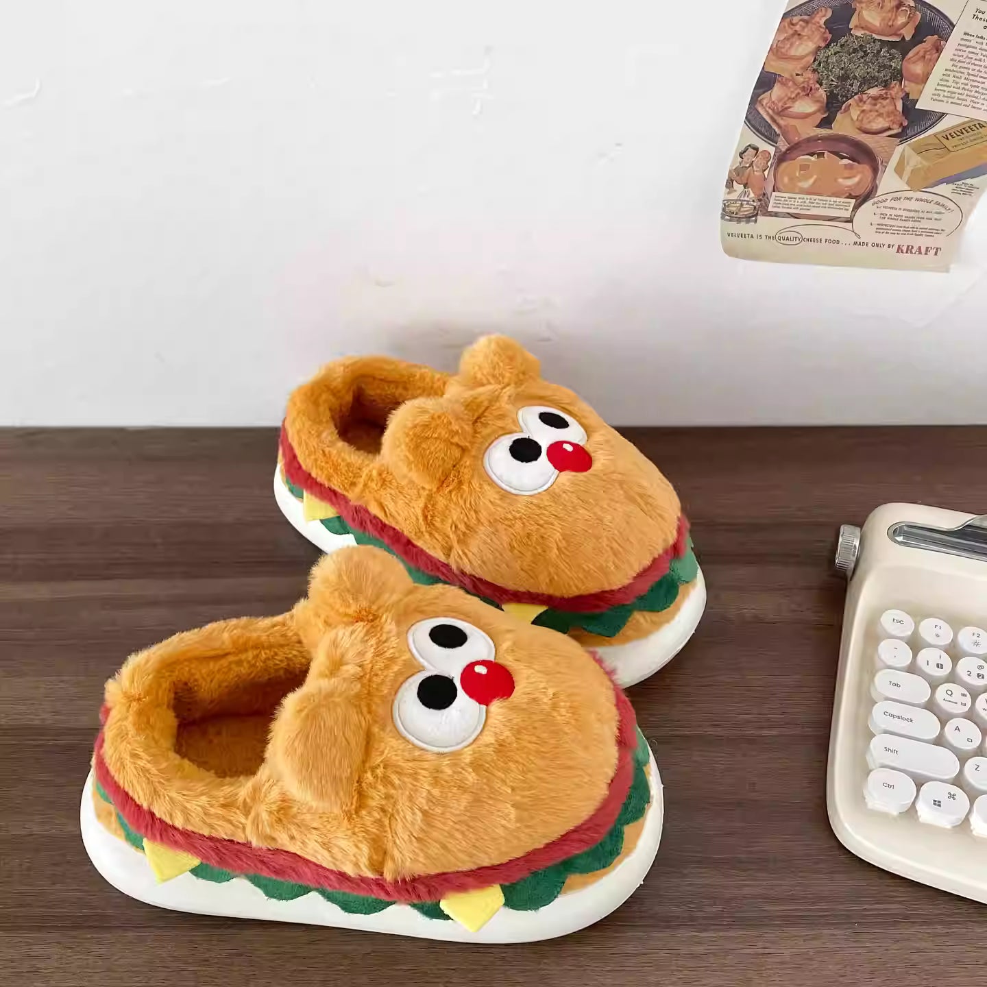 Big Eyed Hamburger Slippers