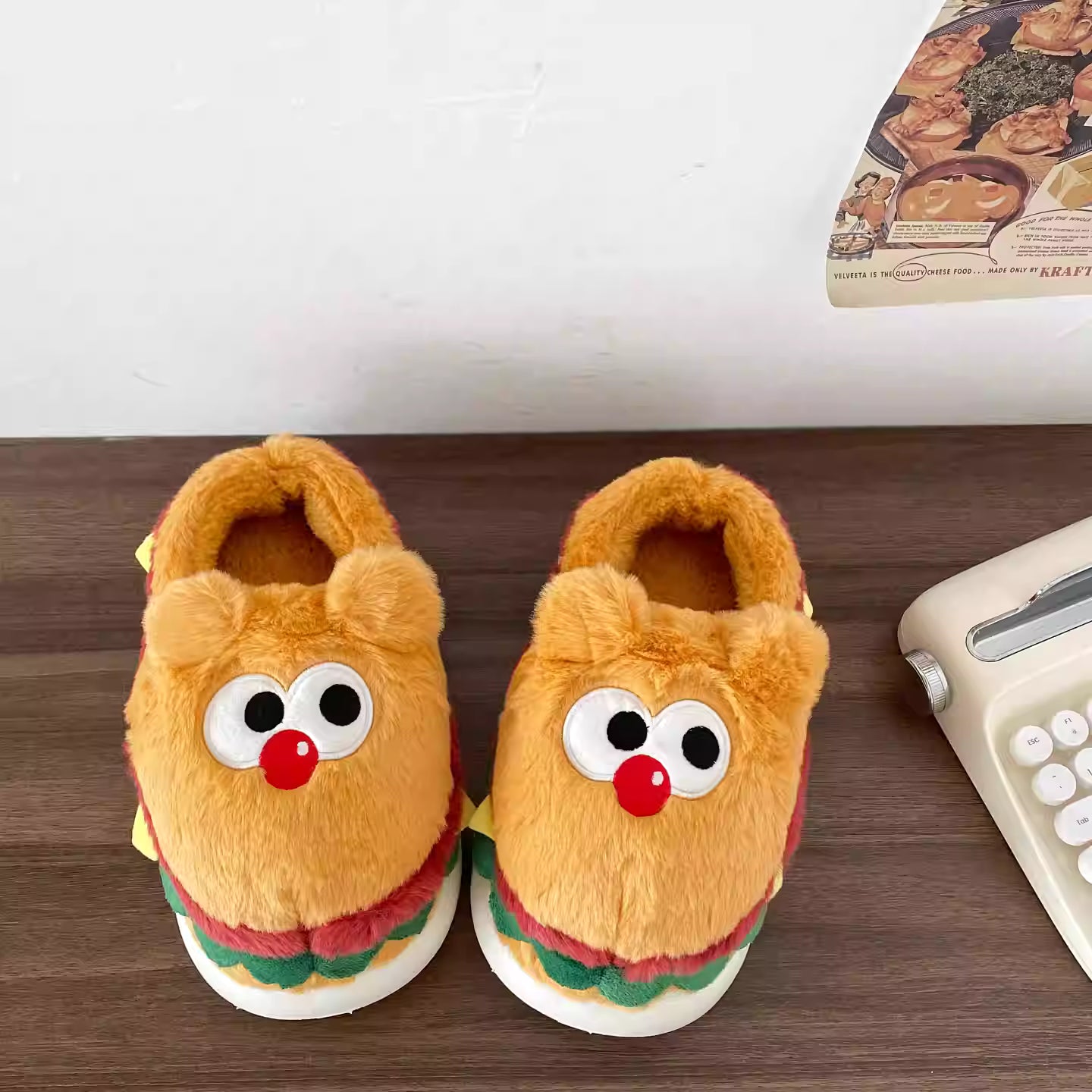 Big Eyed Hamburger Slippers