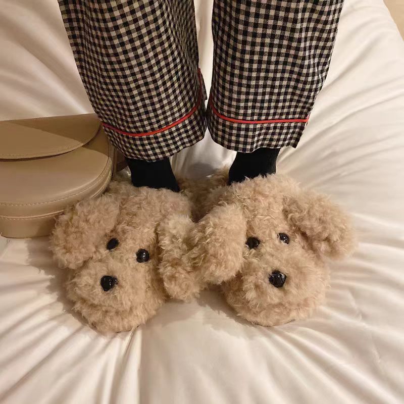 Curly Fur Dog Slippers